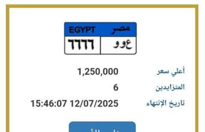 «تقترب من مليون ونصف».. مزايدة نارية على لوحة سيارة مميزة